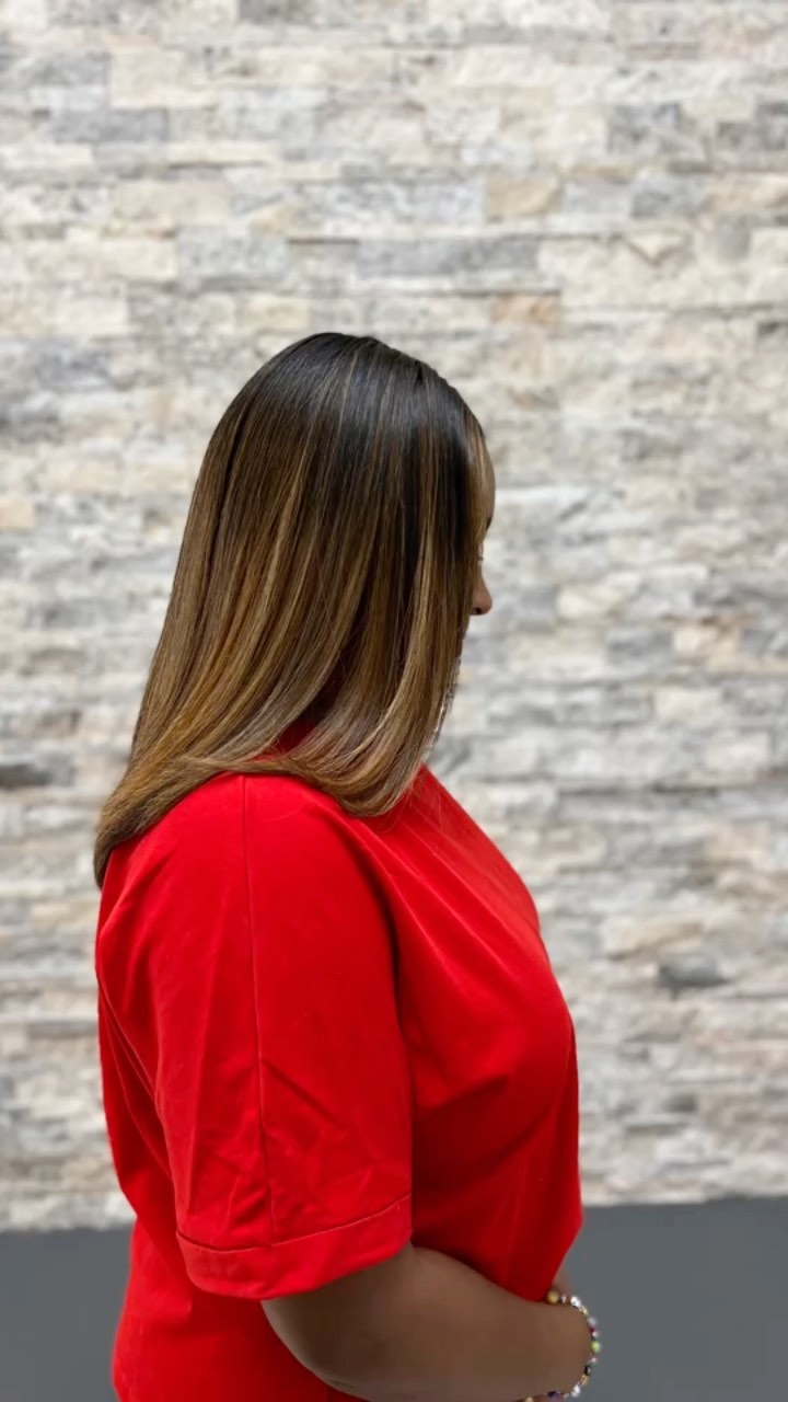 Caramel balayage with a glossy finish by Ooh Lala by Frenchie