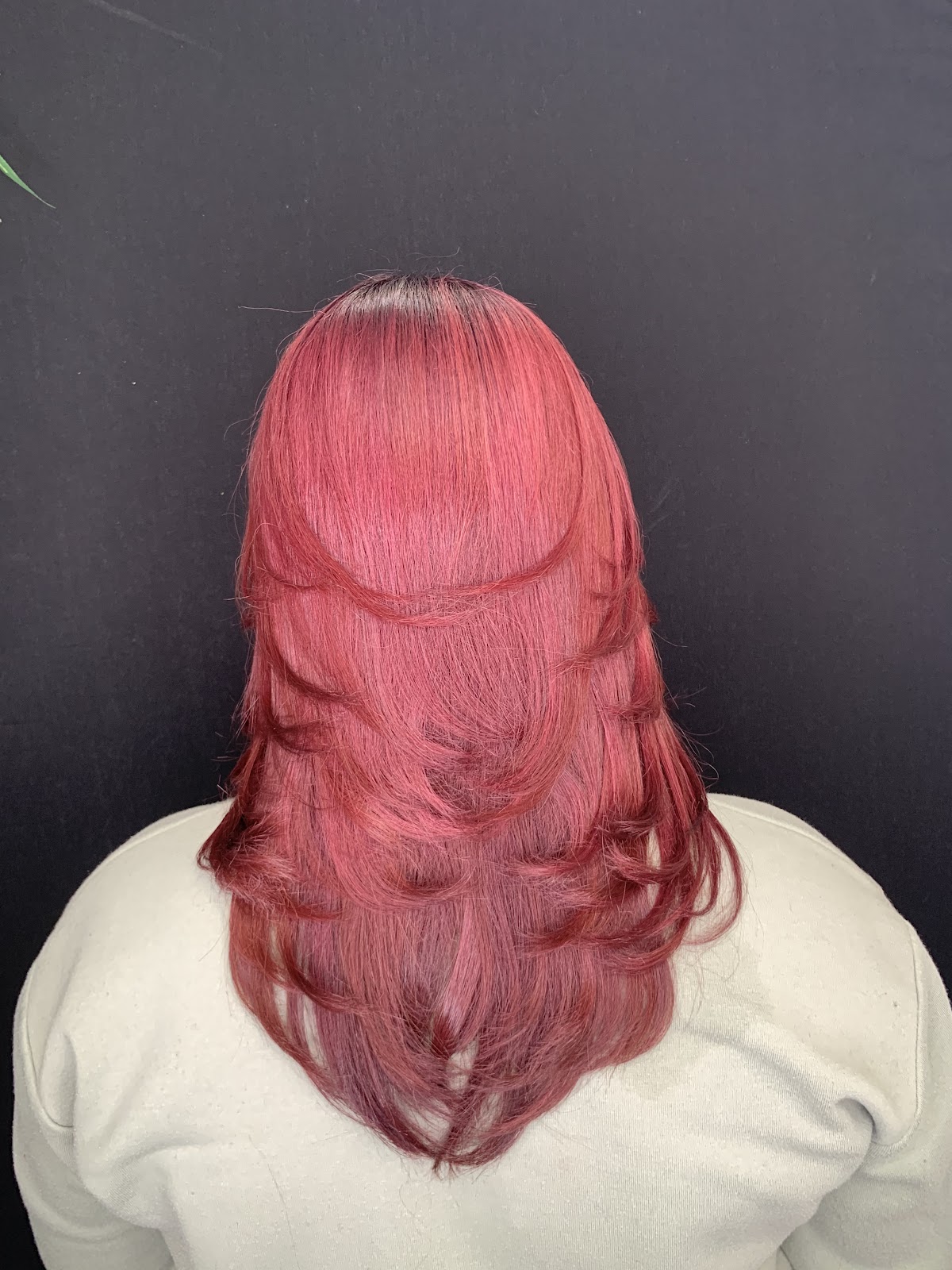Vivid rose fashion color with feathered layers by Ooh Lala by Frenchie